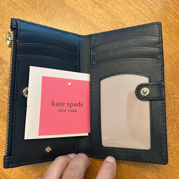 Kate Spade Navy Wallet with White Cat Accent - Picture 3 of 4